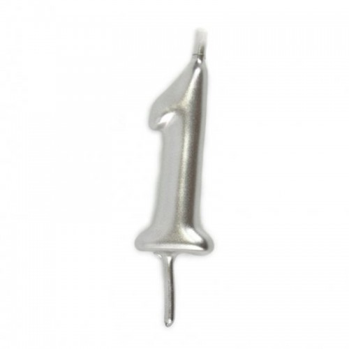 Vela Número 1 Prateado